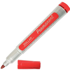 Dollar Permenant Marker Red Round Tip