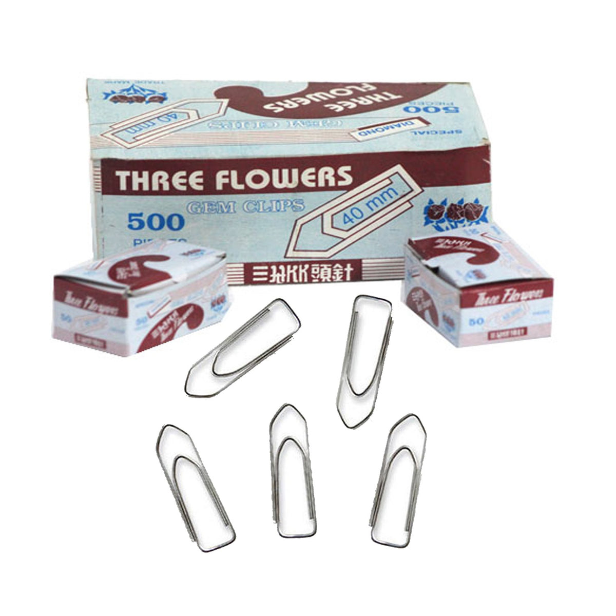 Three Flowers Paper Clips 40mm