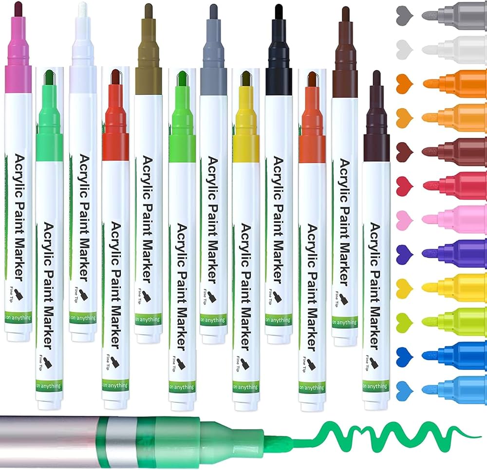 Professional Acrylic Dual Brush Tip Pens 12pcs