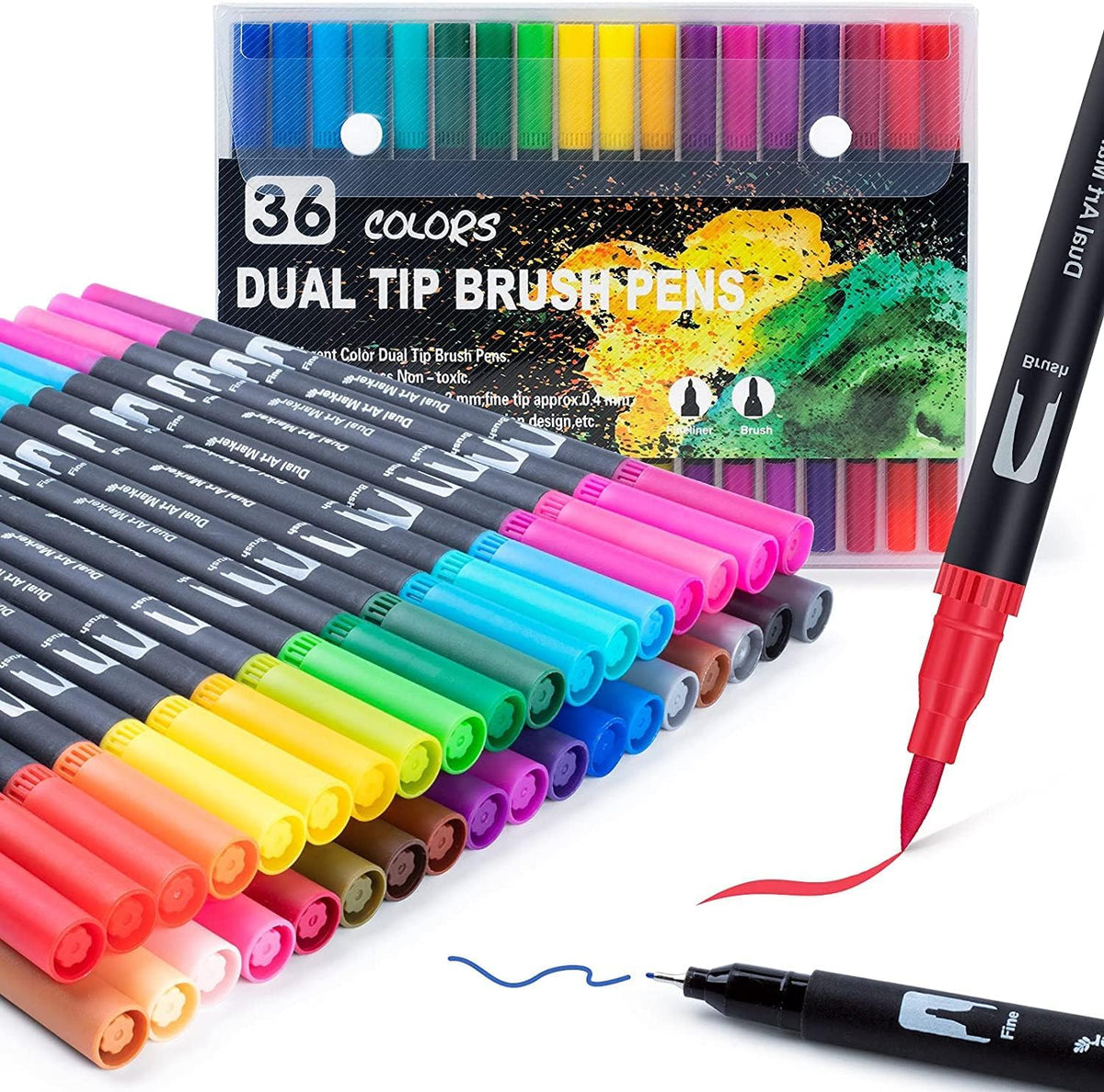 Professional Acrylic Dual Brush Tip Pens 36pcs